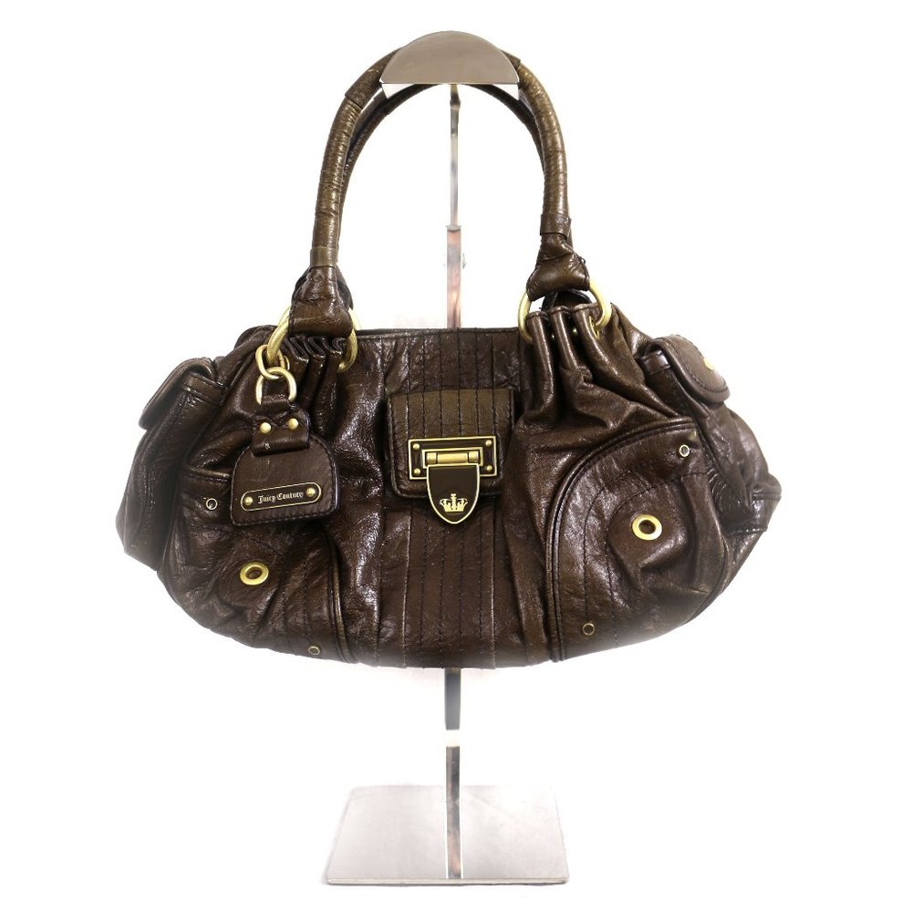 JUICY COUTURE Brown Distressed Leather Satchel